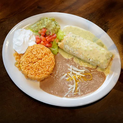 Seafood Chimichanga - Deep-fried tortilla stuffed with seasoned seafood